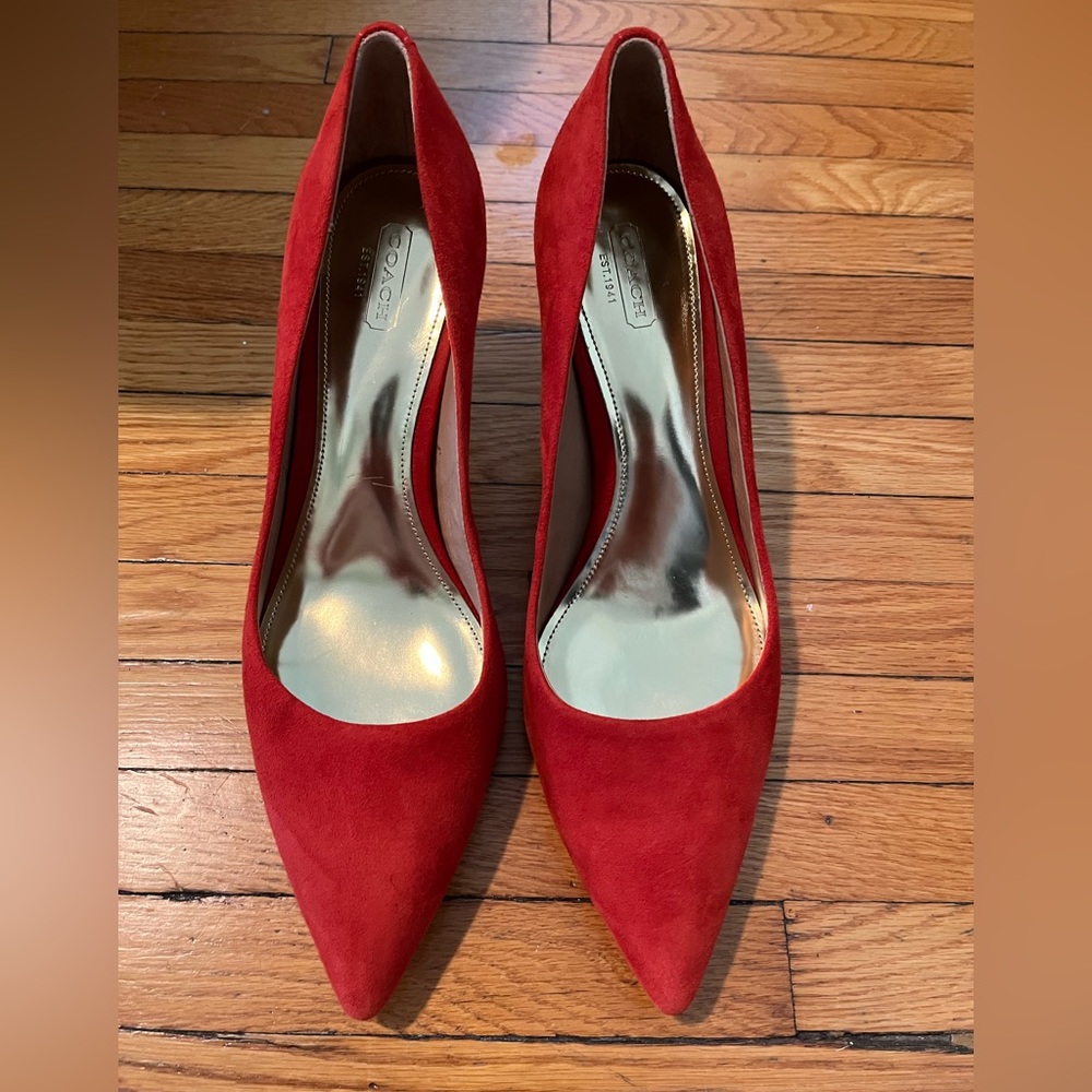 Coach red suede heel size 10